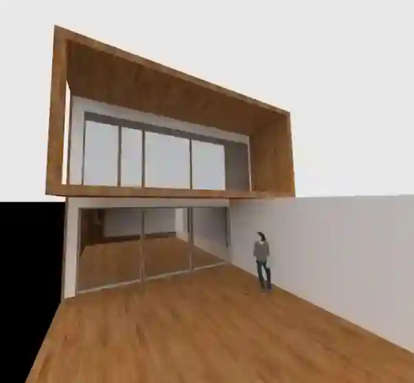model of modern wooden and white house
