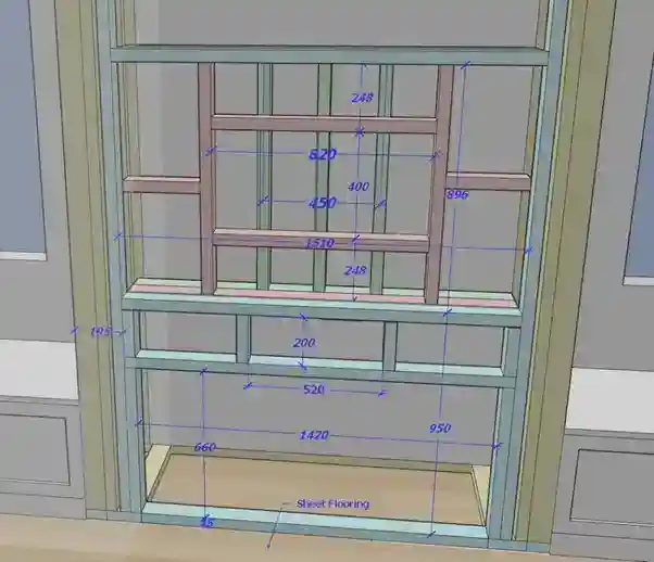 fireplace and tv scaffold model